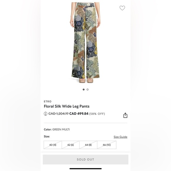 ETRO Silk Floral Wide-Leg Pants Made in Italy - Picture 8 of 9